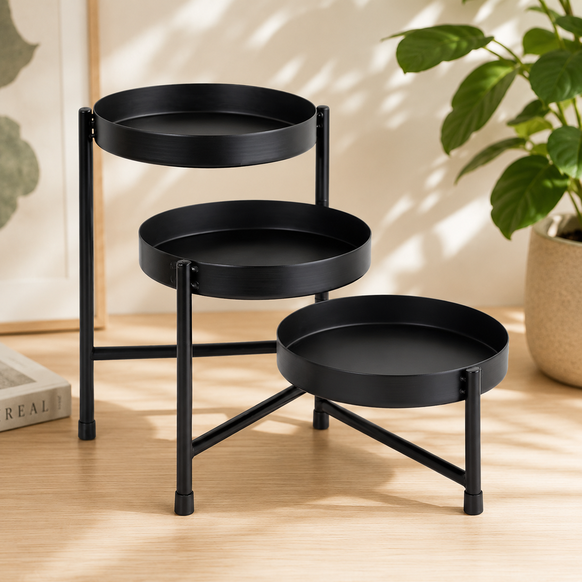 Tri-Level Gold Plant Stand